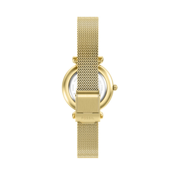 Montre femme Fossil Carlie ES5462 – cadran nacre bracelet acier inoxydable doré – vue 2