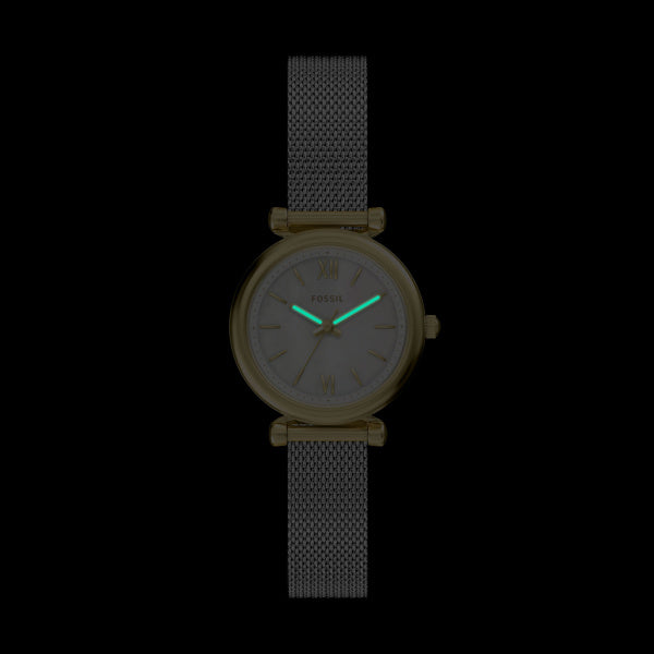 Montre femme Fossil Carlie ES5463 – cadran nacre bracelet acier inoxydable argenté – vue 5