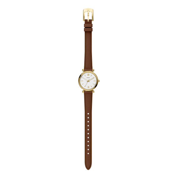 Montre femme Fossil Carlie ES5464 – cadran blanc bracelet cuir marron – vue 6