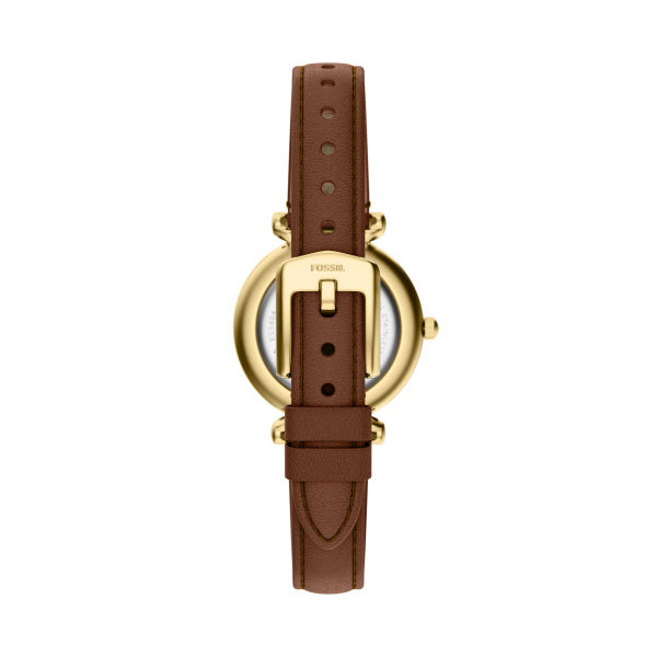 Montre femme Fossil Carlie ES5464 – cadran blanc bracelet cuir marron – vue 2