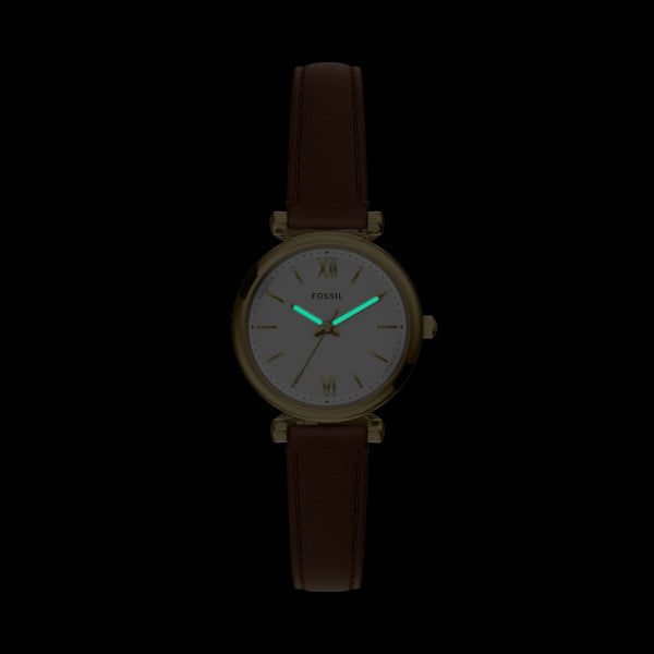 Montre femme Fossil Carlie ES5464 – cadran blanc bracelet cuir marron – vue 5