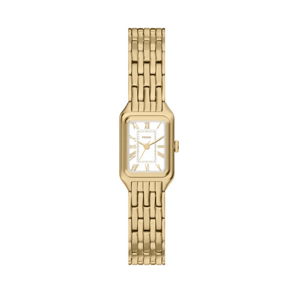 Montre femme Fossil Raquel ES5467 – cadran blanc bracelet acier inoxydable doré – vue de face