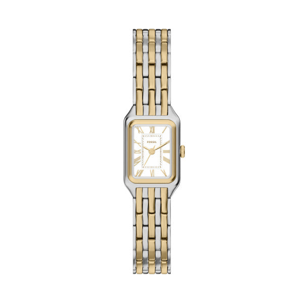 Montre femme Fossil Raquel ES5468 – cadran blanc bracelet acier inoxydable bicolore – vue de face