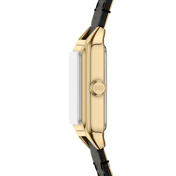Montre femme Fossil Raquel ES5470 – cadran blanc bracelet cuir noir – vue 3