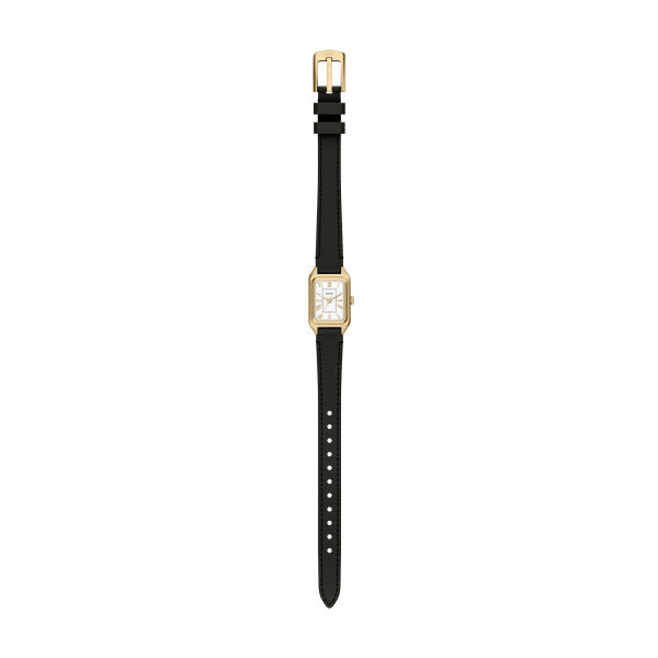 Montre femme Fossil Raquel ES5470 – cadran blanc bracelet cuir noir – vue 5