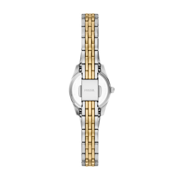 Montre femme Fossil Scarlette ES5473 – cadran argenté bracelet acier inoxydable bicolore – vue 2