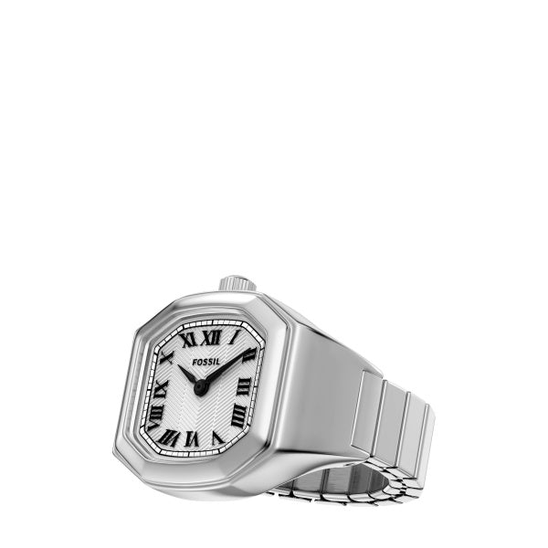 Montre femme Fossil Harlow Watch Ring ES5482 – cadran argenté bracelet acier inoxydable argenté – vue de face