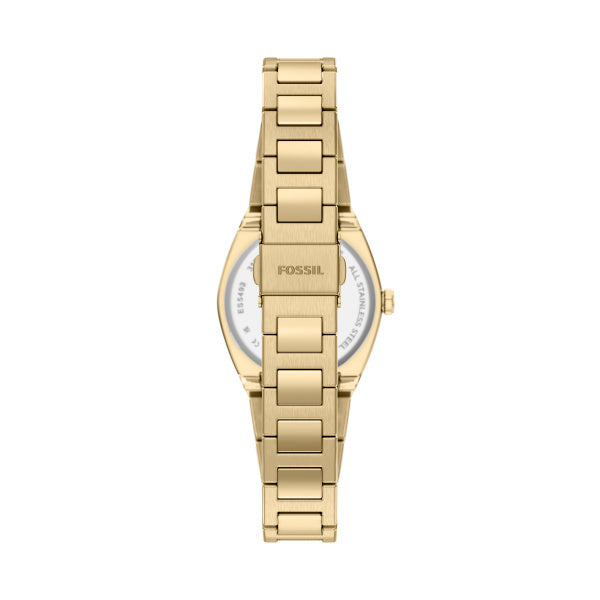 Montre femme Fossil Everett ES5493 – cadran vert bracelet acier inoxydable doré – vue 2
