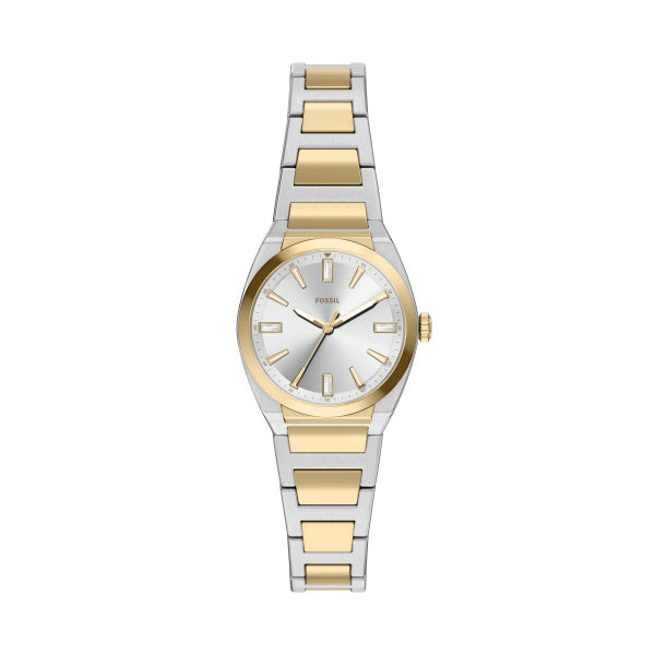 Montre femme Fossil Everett ES5494 – cadran argenté bracelet acier inoxydable bicolore – vue de face