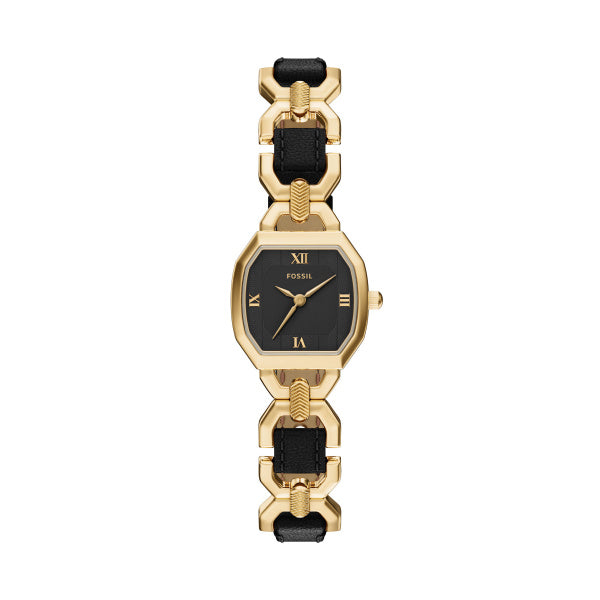Montre femme Fossil Harlow ES5496 – cadran noir bracelet cuir multicolore – vue de face