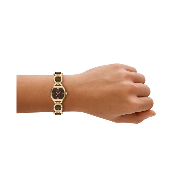 Montre femme Fossil Harlow ES5497 – cadran marron bracelet cuir multicolore – vue 4