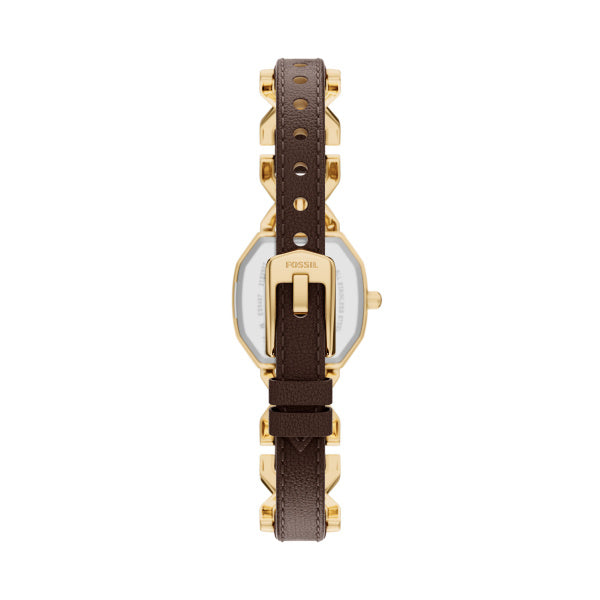 Montre femme Fossil Harlow ES5497 – cadran marron bracelet cuir multicolore – vue 2