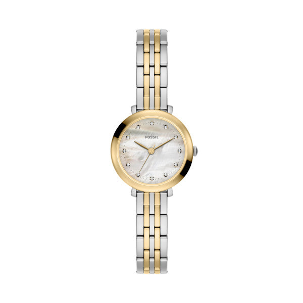 Montre femme Fossil Heidi ES5500 – cadran bicolore bracelet acier inoxydable bicolore – vue de face