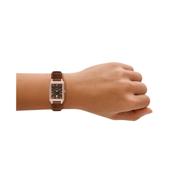 Montre femme Fossil Raquel ES5503 – cadran marron bracelet cuir marron – vue 4