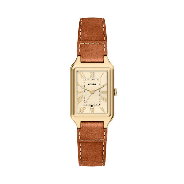 Montre femme Fossil Raquel ES5504 – cadran crème bracelet cuir marron – vue de face