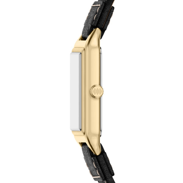 Montre femme Fossil Raquel ES5505 – cadran crème bracelet cuir noir – vue 3