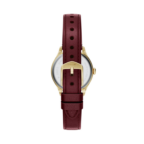 Montre femme Fossil Gilmore ES5510 – cadran argenté bracelet cuir rouge – vue 2