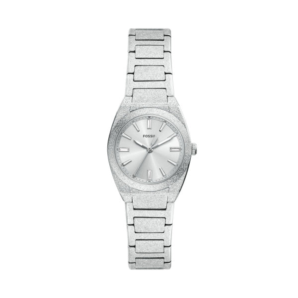Montre femme Fossil Everett ES5522 – cadran argenté bracelet acier inoxydable argenté – vue de face