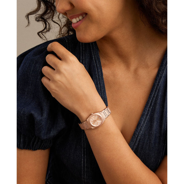 Montre femme Fossil Everett ES5523 – cadran doré rose bracelet acier inoxydable doré rose – vue 4
