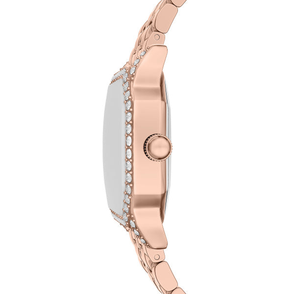 Montre femme Fossil Harlow ES5525 – cadran blanc bracelet acier inoxydable doré rose – vue 3