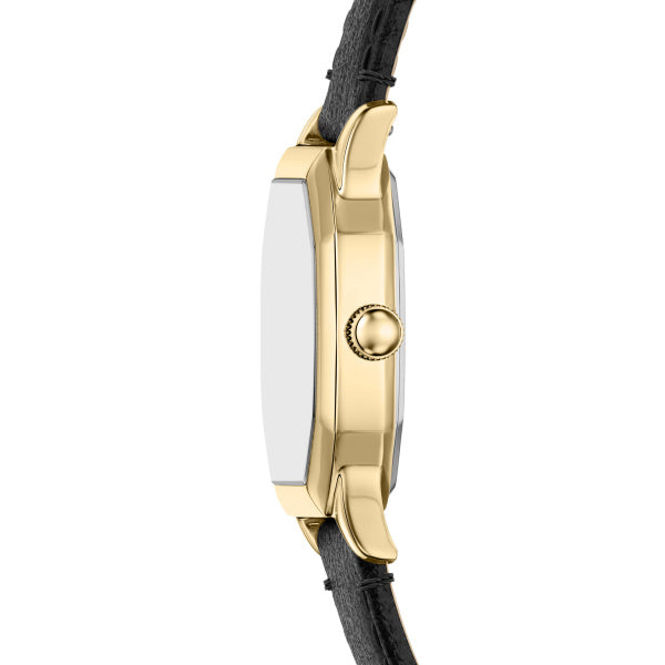 Montre femme Fossil Harlow ES5526SET – cadran crème bracelet cuir noir – vue 3