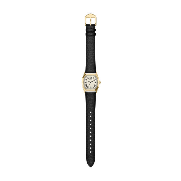Montre femme Fossil Harlow ES5526SET – cadran crème bracelet cuir noir – vue 5