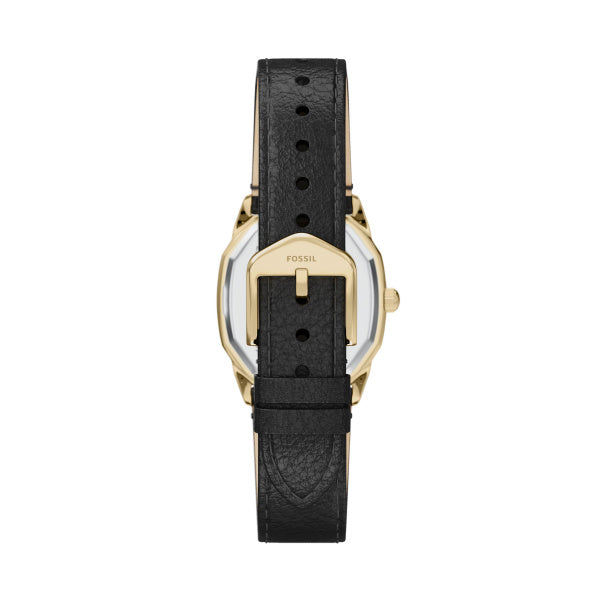 Montre femme Fossil Harlow ES5526SET – cadran crème bracelet cuir noir – vue 2