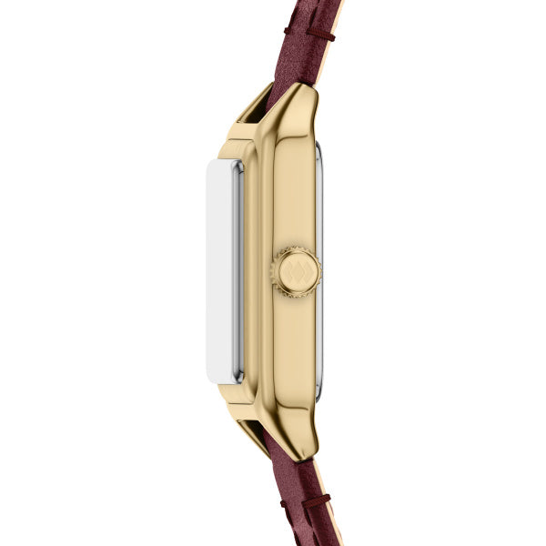 Montre femme Fossil Raquel ES5530 – cadran rouge bracelet cuir rouge – vue 3