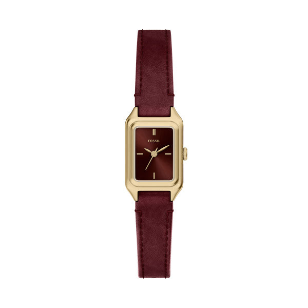 Montre femme Fossil Raquel ES5530 – cadran rouge bracelet cuir rouge – vue de face