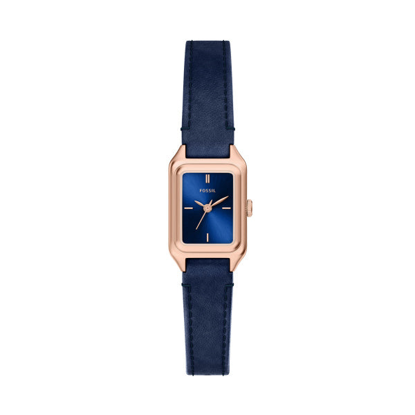 Montre femme Fossil Raquel ES5532 – cadran bleu bracelet cuir bleu – vue de face