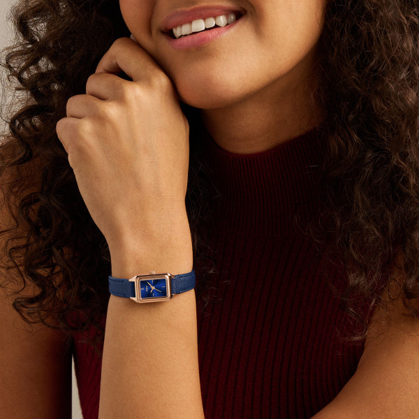 Montre femme Fossil Raquel ES5532 – cadran bleu bracelet cuir bleu – vue 4