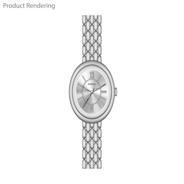 Montre femme Fossil Sloan ES5543 – cadran argenté bracelet acier inoxydable argenté – vue de face