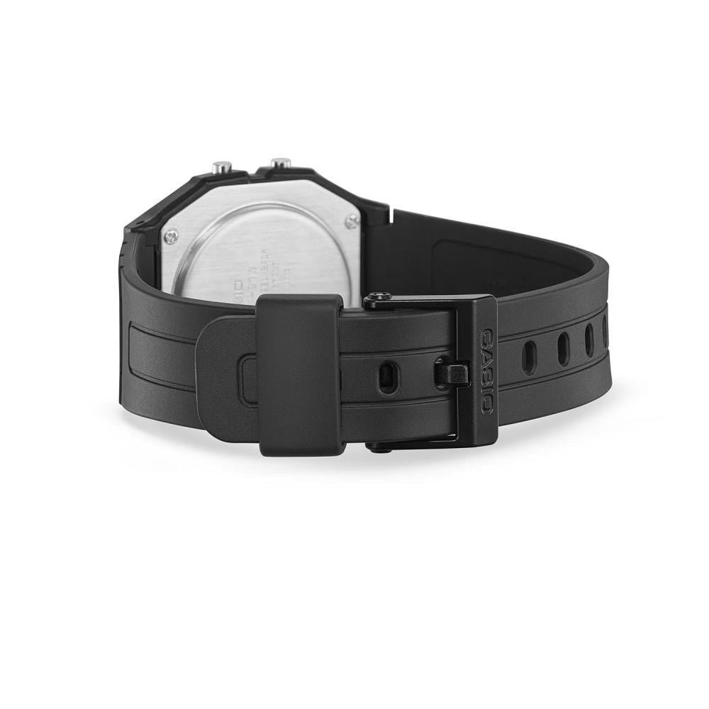 Collection Timeless - F-91W-1YEG - Montre Casio – boîtier carré en résine noire, écran LCD, bracelet en résine noir – vue 5
