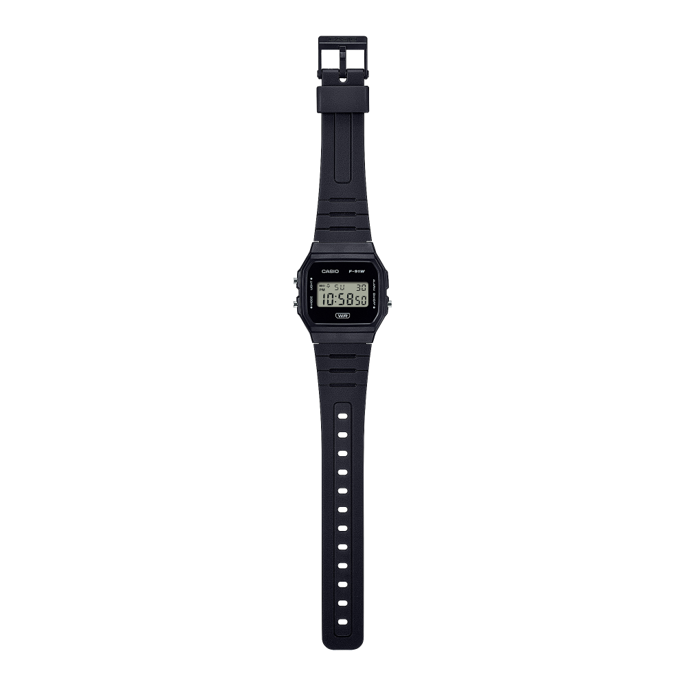 Collection Timeless - F-91WB-1AEF - Montre Casio – boîtier en résine biosourcée noire, écran LCD épuré, bracelet en résine bio noir – vue 3