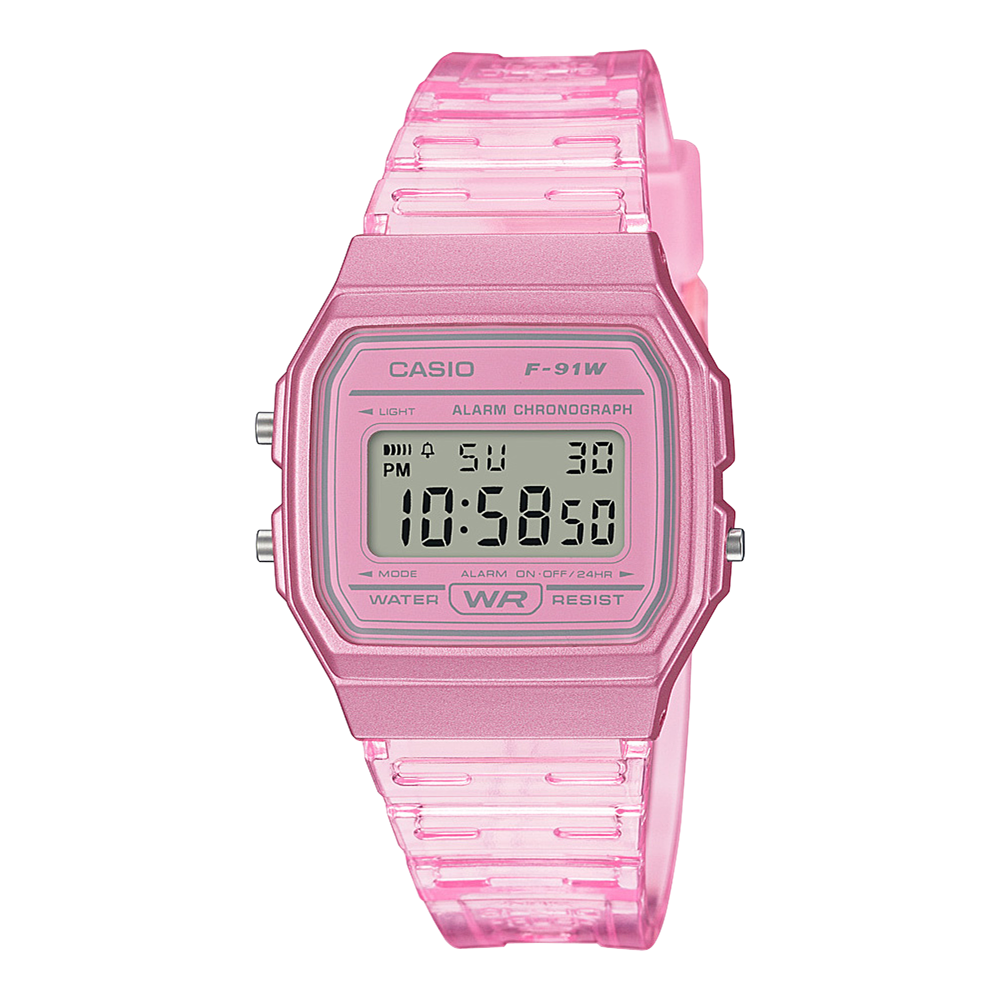 Collection Timeless - F-91WS-4EF - Montre Casio – boîtier en résine rouge, écran LCD, bracelet en résine rouge – vue de face