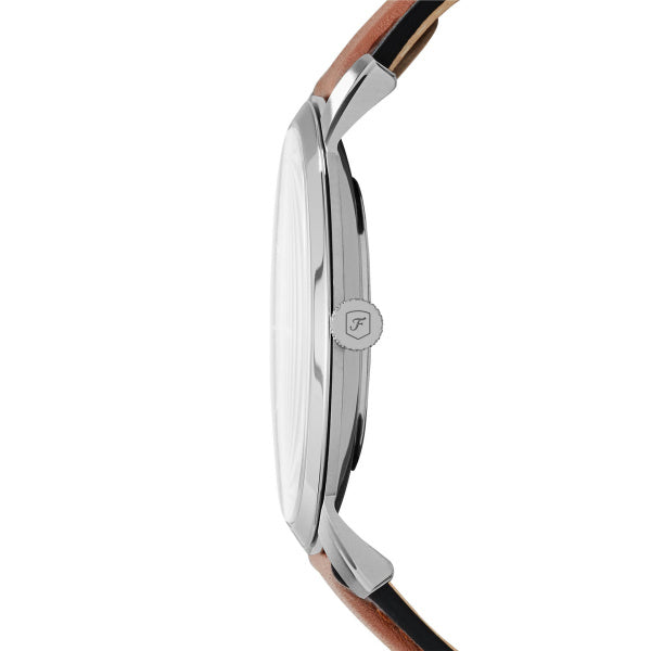 Montre homme Fossil Minimalist FS5304 – cadran bleu bracelet cuir marron – vue 4
