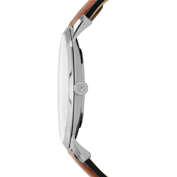 Montre homme Fossil Minimalist FS5304 – cadran bleu bracelet cuir marron – vue 2