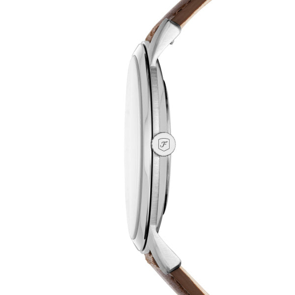 Montre homme Fossil The Minimalist FS5439 – cadran crème bracelet cuir marron – vue 2