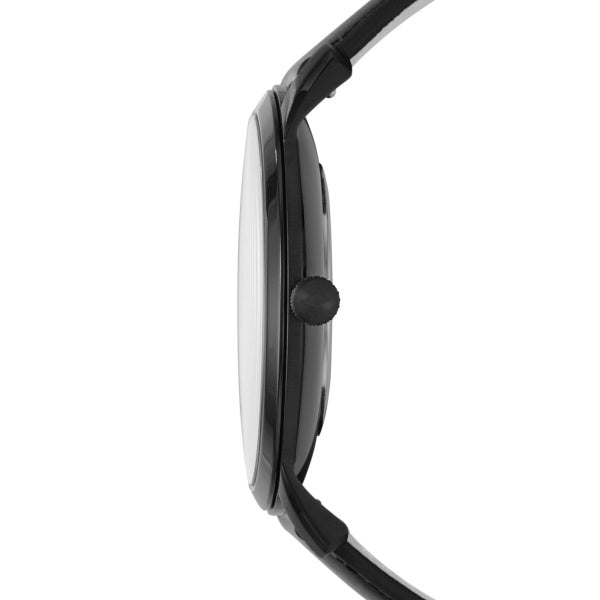 Montre homme Fossil The Minimalist Mono FS5447 – cadran noir bracelet cuir noir – vue 2