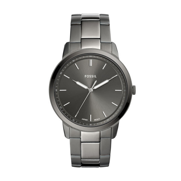 Montre homme Fossil Color Undertones FS5459 – cadran gris bracelet acier inoxydable anthracite – vue de face