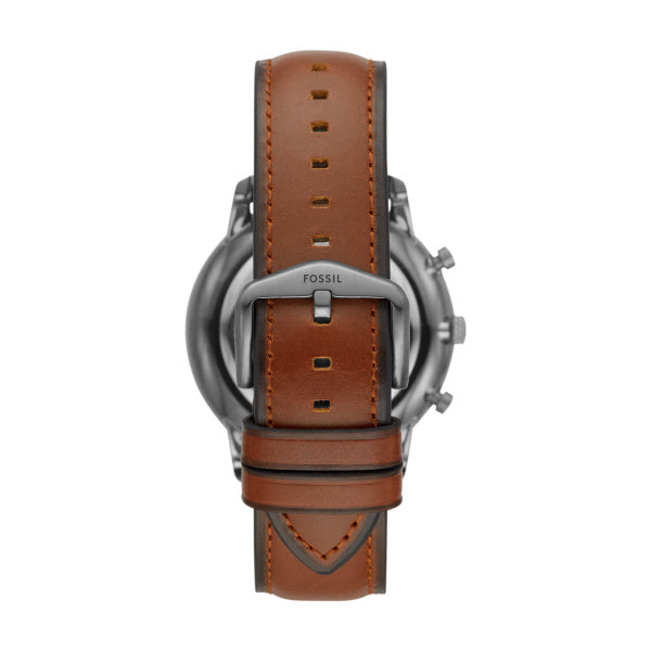 Montre homme Fossil Smoked Amber FS5512 – cadran gris bracelet cuir marron – vue 2
