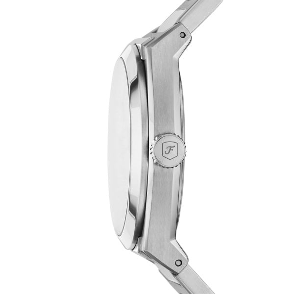 Montre homme Fossil Everett FS5822 – cadran bleu bracelet acier inoxydable argenté – vue 3