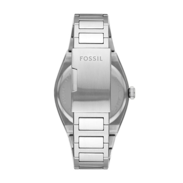 Montre homme Fossil Everett FS5822 – cadran bleu bracelet acier inoxydable argenté – vue 2