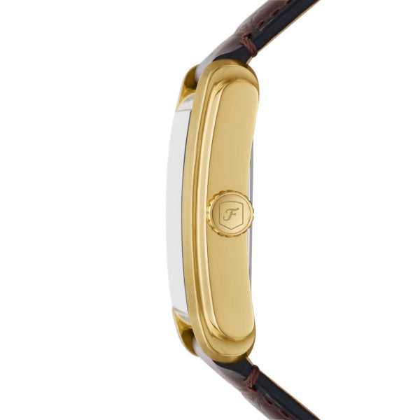 Montre homme Fossil Carraway FS6011 – cadran argenté bracelet cuir Pro-Planet marron – vue 3