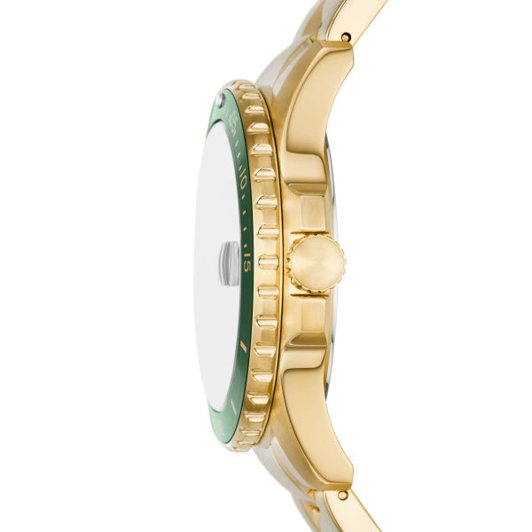 Montre homme Fossil Fossil Blue FS6030 – cadran vert bracelet acier inoxydable doré – vue 3