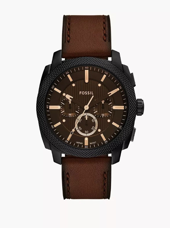 Fossil - “Machine” Kronograf Saat – Kahverengi Deri – Azuline