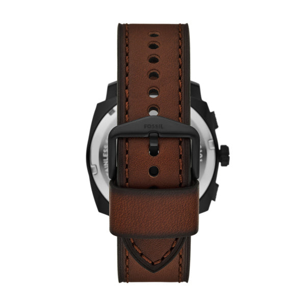 Fossil - “Machine” Kronograf Saat – Kahverengi Deri – Azuline