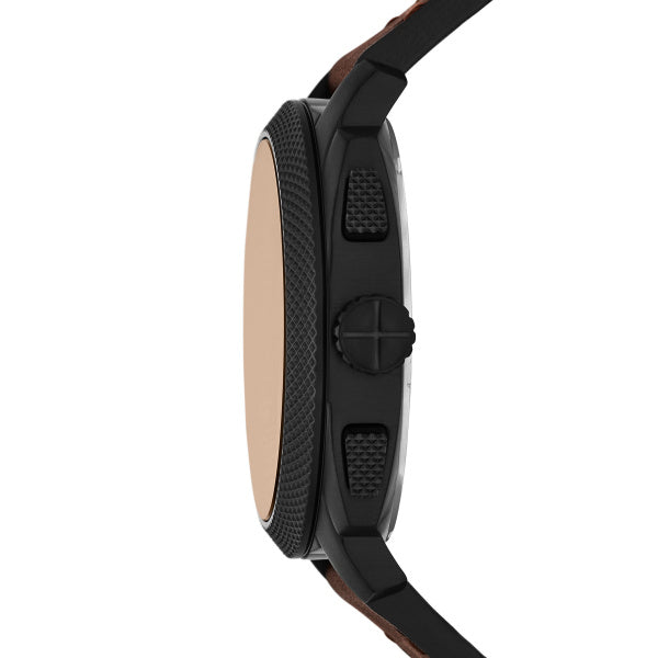 Montre homme Fossil Machine FS6102SET – cadran noir bracelet cuir marron – vue 3
