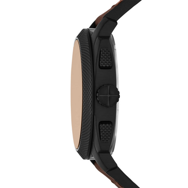 Montre homme Fossil Machine FS6102SET – cadran noir bracelet cuir marron – vue 4