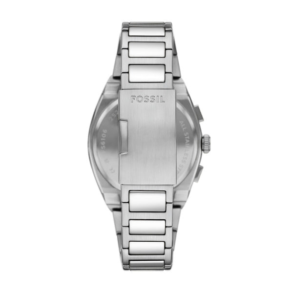 Montre homme Fossil Everett FS6104 – cadran bleu bracelet acier inoxydable argenté – vue 2